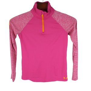 Under Armour YLG Girls 1/4 Zip Pullover Shirt Loose Gear Heatgear Pink